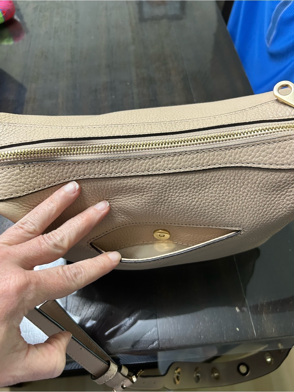 Michael Kors Beige Pebbled Leather Crossbody Bag - Picture 13 of 13